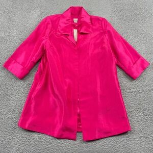 NWT Chico's Jacket Womens 2 Pink Shantung Topper 3/4 Sleeve 570282967